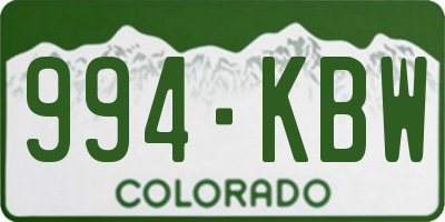 CO license plate 994KBW