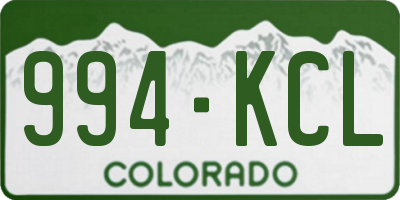CO license plate 994KCL