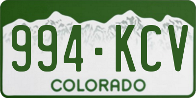CO license plate 994KCV