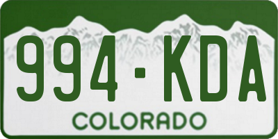 CO license plate 994KDA
