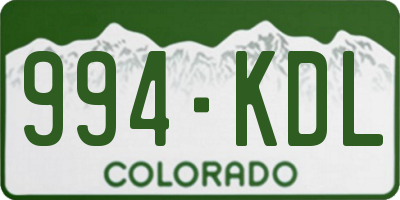 CO license plate 994KDL