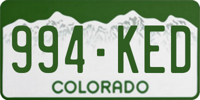 CO license plate 994KED