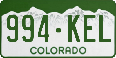 CO license plate 994KEL