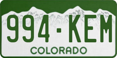 CO license plate 994KEM