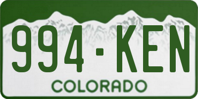 CO license plate 994KEN