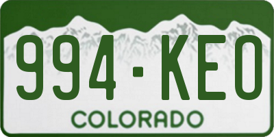 CO license plate 994KEO