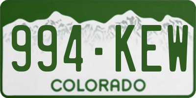 CO license plate 994KEW