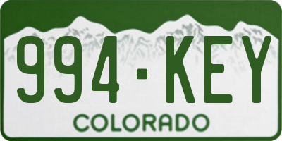 CO license plate 994KEY