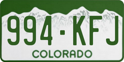 CO license plate 994KFJ