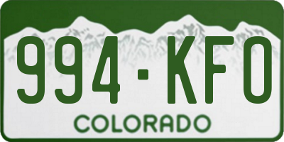 CO license plate 994KFO
