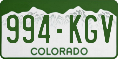 CO license plate 994KGV