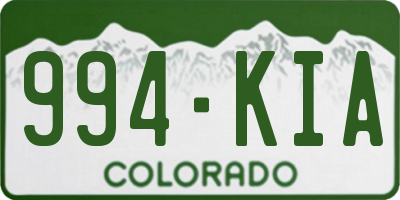 CO license plate 994KIA