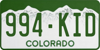 CO license plate 994KID