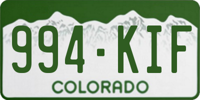 CO license plate 994KIF