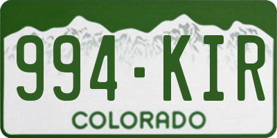 CO license plate 994KIR