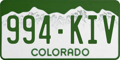 CO license plate 994KIV