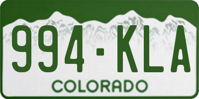 CO license plate 994KLA