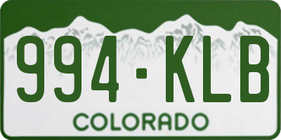 CO license plate 994KLB