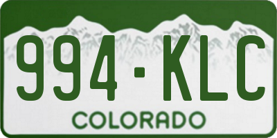 CO license plate 994KLC