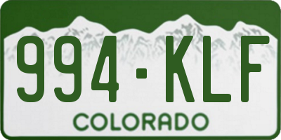 CO license plate 994KLF