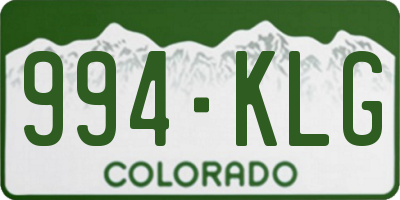 CO license plate 994KLG
