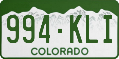 CO license plate 994KLI