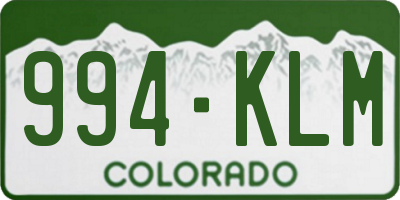 CO license plate 994KLM