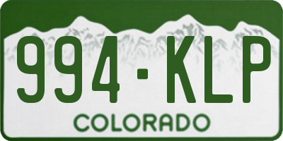 CO license plate 994KLP