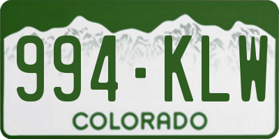 CO license plate 994KLW
