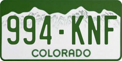 CO license plate 994KNF