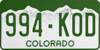 CO license plate 994KOD