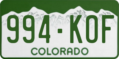 CO license plate 994KOF