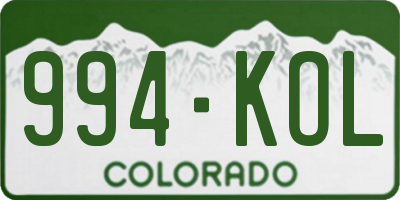 CO license plate 994KOL