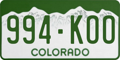 CO license plate 994KOO