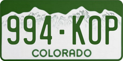 CO license plate 994KOP