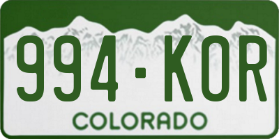 CO license plate 994KOR