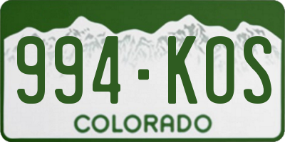 CO license plate 994KOS