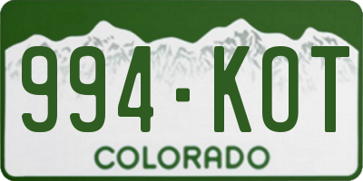 CO license plate 994KOT