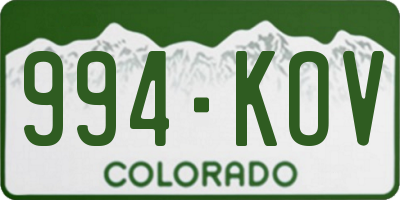 CO license plate 994KOV