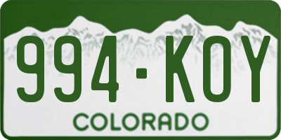 CO license plate 994KOY
