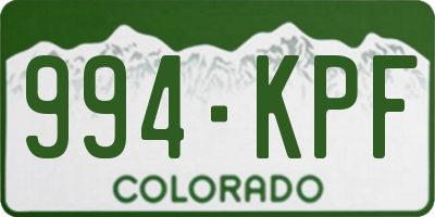 CO license plate 994KPF