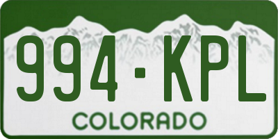 CO license plate 994KPL