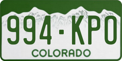 CO license plate 994KPO