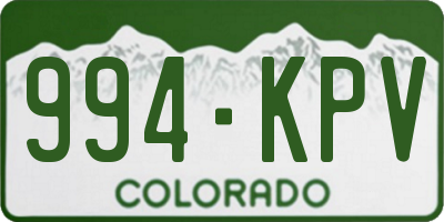 CO license plate 994KPV