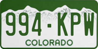 CO license plate 994KPW