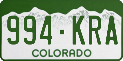 CO license plate 994KRA