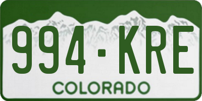 CO license plate 994KRE