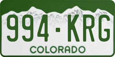 CO license plate 994KRG