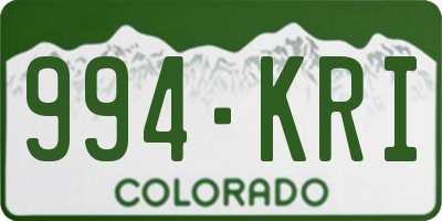 CO license plate 994KRI