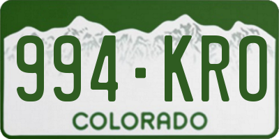CO license plate 994KRO